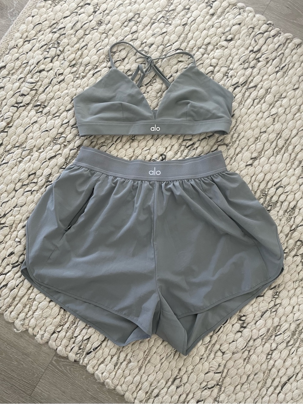 Alo bra and shorts workout set